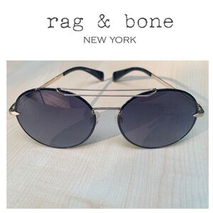 RAG & BONE sunglasses luxe Streetwear modern round aviators blue lenses w: case